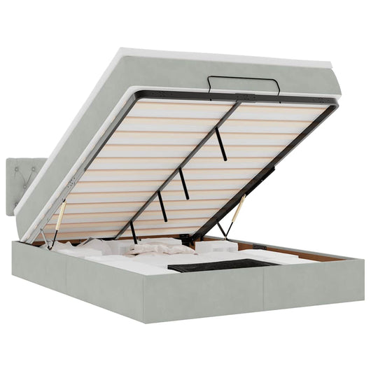 vidaXL Struttura Letto Pouf con Materasso 140x200 cm in Velluto