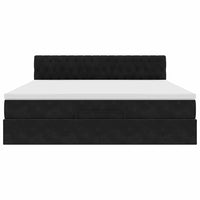 vidaXL Struttura Letto Pouf con Materasso Nero 160x200 cm in Velluto