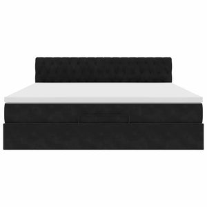 vidaXL Struttura Letto Pouf con Materasso Nero 160x200 cm in Velluto