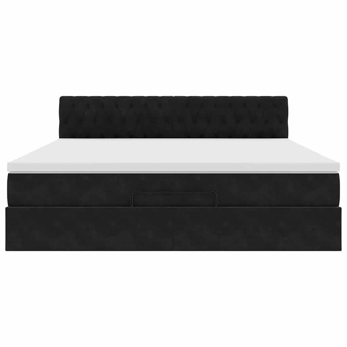 vidaXL Struttura Letto Pouf con Materasso Nero 160x200 cm in Velluto