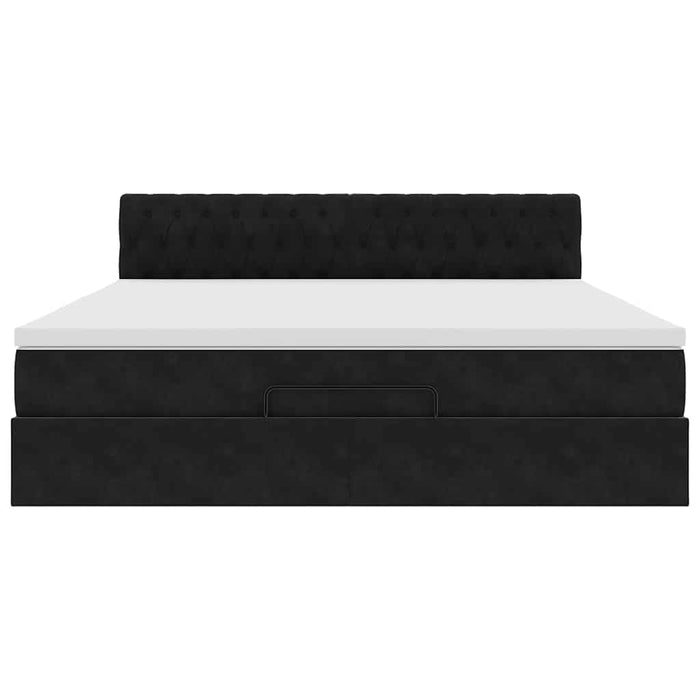 vidaXL Struttura Letto Pouf con Materasso Nero 180x200 cm in Velluto