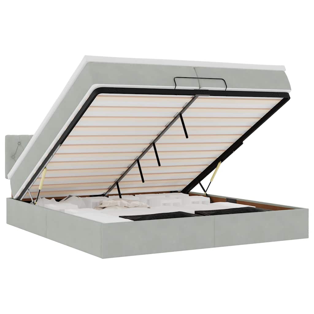 Struttura Letto Pouf con Materasso 200x200 cm in Velluto 3311867