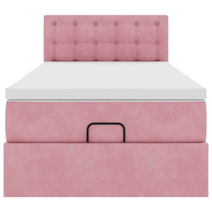 vidaXL Struttura Letto Pouf con Materasso Rosa 80x200 cm Velluto