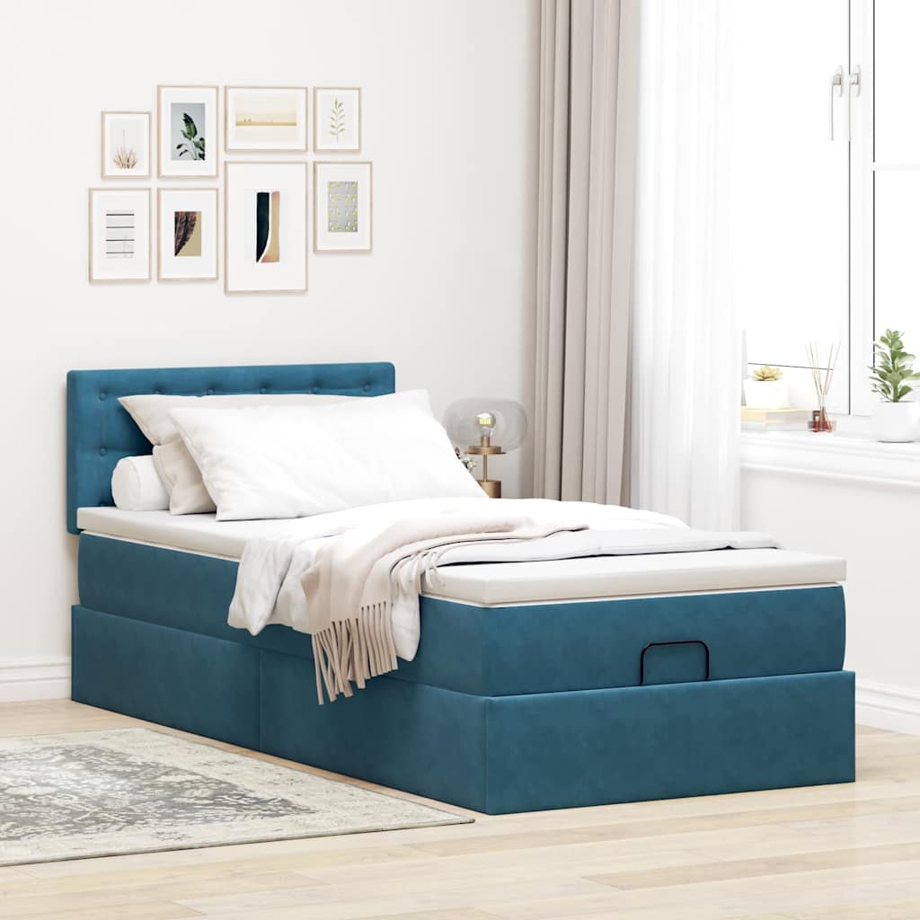 vidaXL Struttura Letto Pouf con Materasso 90x190 cm in Velluto