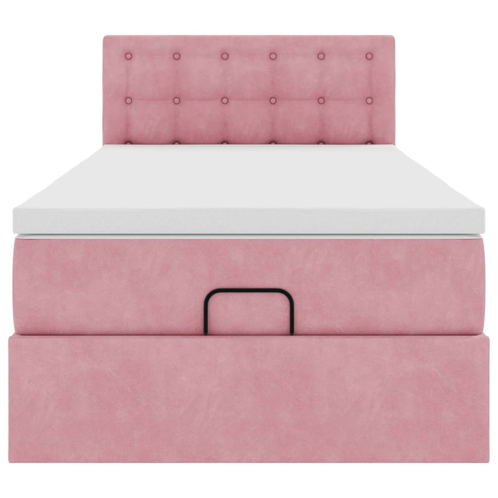 vidaXL Struttura Letto Pouf con Materasso Rosa 90x200 cm in Velluto