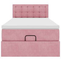 vidaXL Struttura Letto Pouf con Materasso Rosa 90x200 cm in Velluto