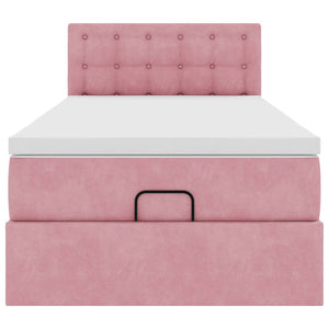 vidaXL Struttura Letto Pouf con Materasso Rosa 90x200 cm in Velluto