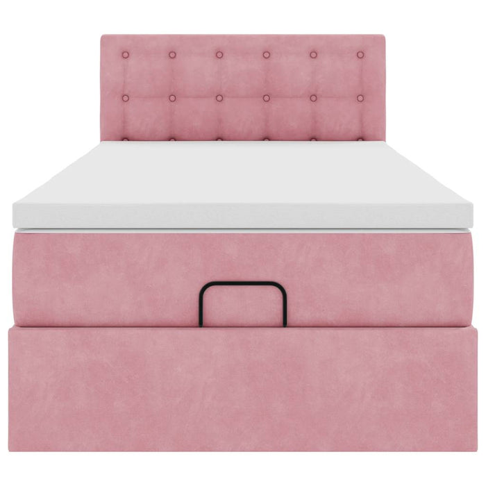 vidaXL Struttura Letto Pouf con Materasso Rosa 90x200 cm in Velluto