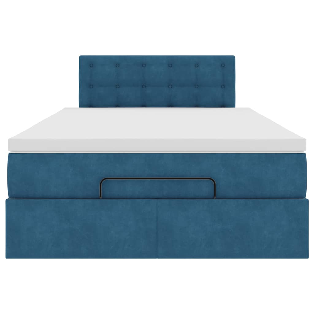 vidaXL Pouf Letto con Materasso Blu Scuro 120x190 cm Velluto