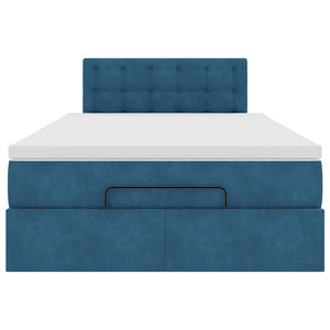 vidaXL Pouf Letto con Materasso Blu Scuro 120x190 cm Velluto