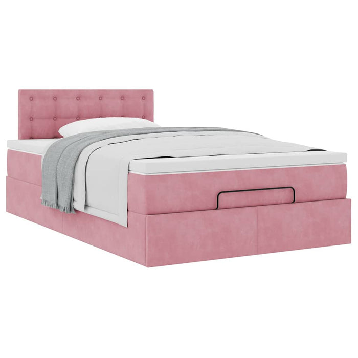 Pouf Letto con Materasso Rosa 120x190 cm Velluto