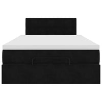 vidaXL Struttura Letto Pouf con Materasso Nero 120x200 cm Velluto