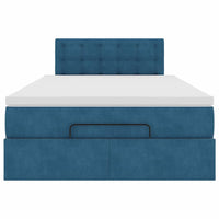 vidaXL Struttura Letto Pouf con Materasso Blu Scuro 120x200 cm Velluto