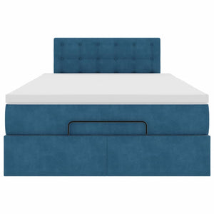 vidaXL Struttura Letto Pouf con Materasso Blu Scuro 120x200 cm Velluto