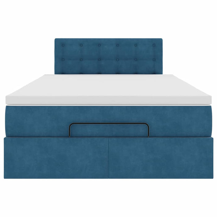 vidaXL Struttura Letto Pouf con Materasso Blu Scuro 120x200 cm Velluto