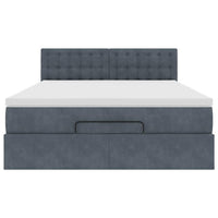 Struttura Letto Pouf con Materasso 140x190 cm Velluto