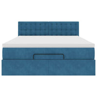 Struttura Letto Pouf con Materasso 140x190 cm in Velluto 3311919