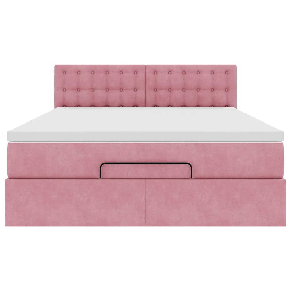 vidaXL Struttura Letto Pouf con Materasso Rosa 140x200 cm in Velluto