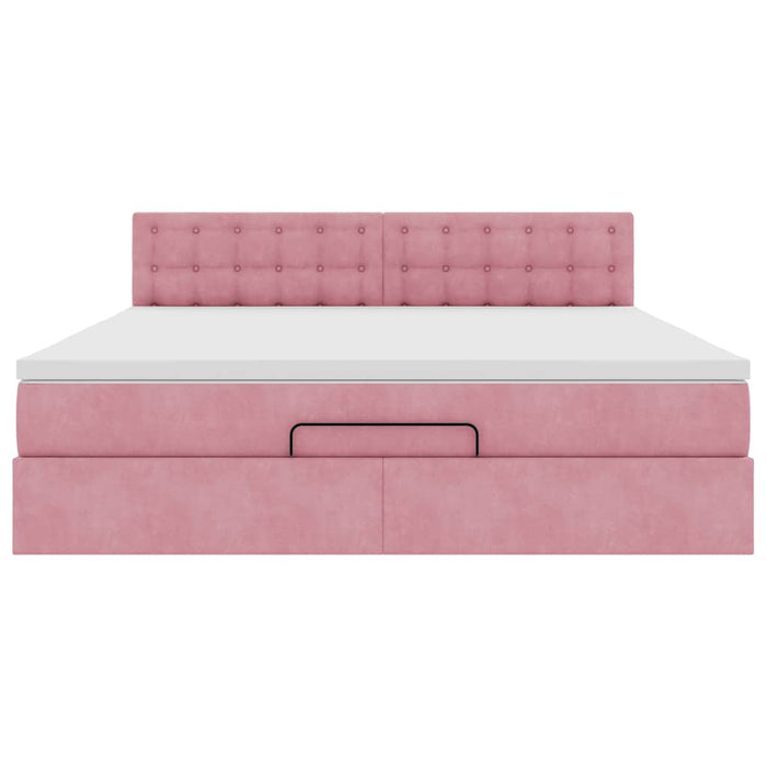 vidaXL Struttura Letto Pouf con Materasso Rosa 160x200 cm in Velluto