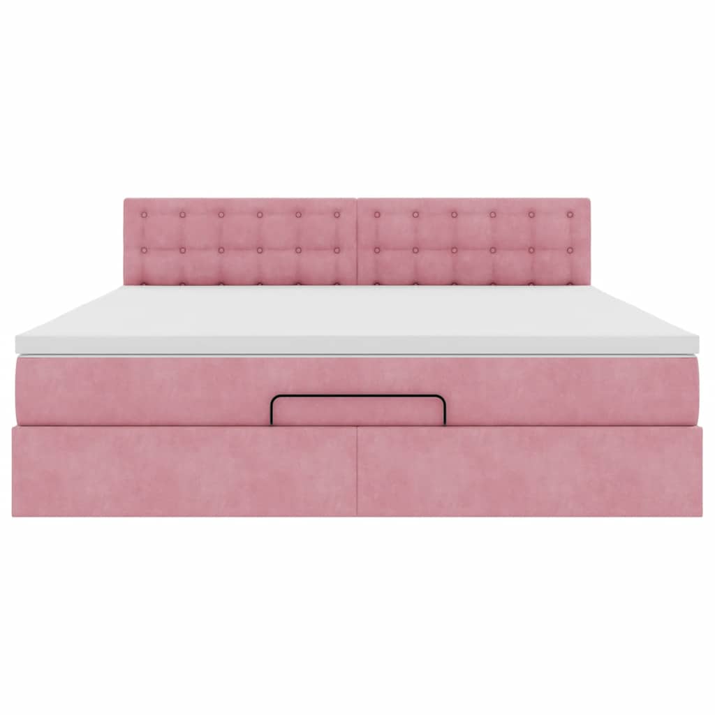 vidaXL Struttura Letto Pouf con Materasso Rosa 180x200 cm in Velluto