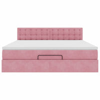 vidaXL Struttura Letto Pouf con Materasso Rosa 180x200 cm in Velluto