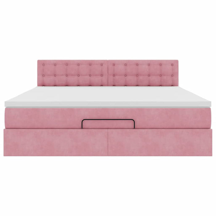 vidaXL Struttura Letto Pouf con Materasso Rosa 180x200 cm in Velluto
