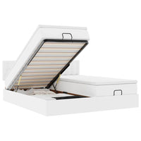 Struttura Letto Pouf con Materassi Bianco 160x200 cm Similpelle 3311952