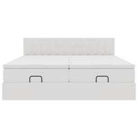 Struttura Letto Pouf con Materassi Bianco 160x200 cm Similpelle 3311952