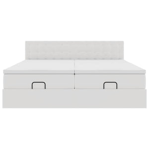 Struttura Letto Pouf con Materassi Bianco 160x200 cm Similpelle 3311952