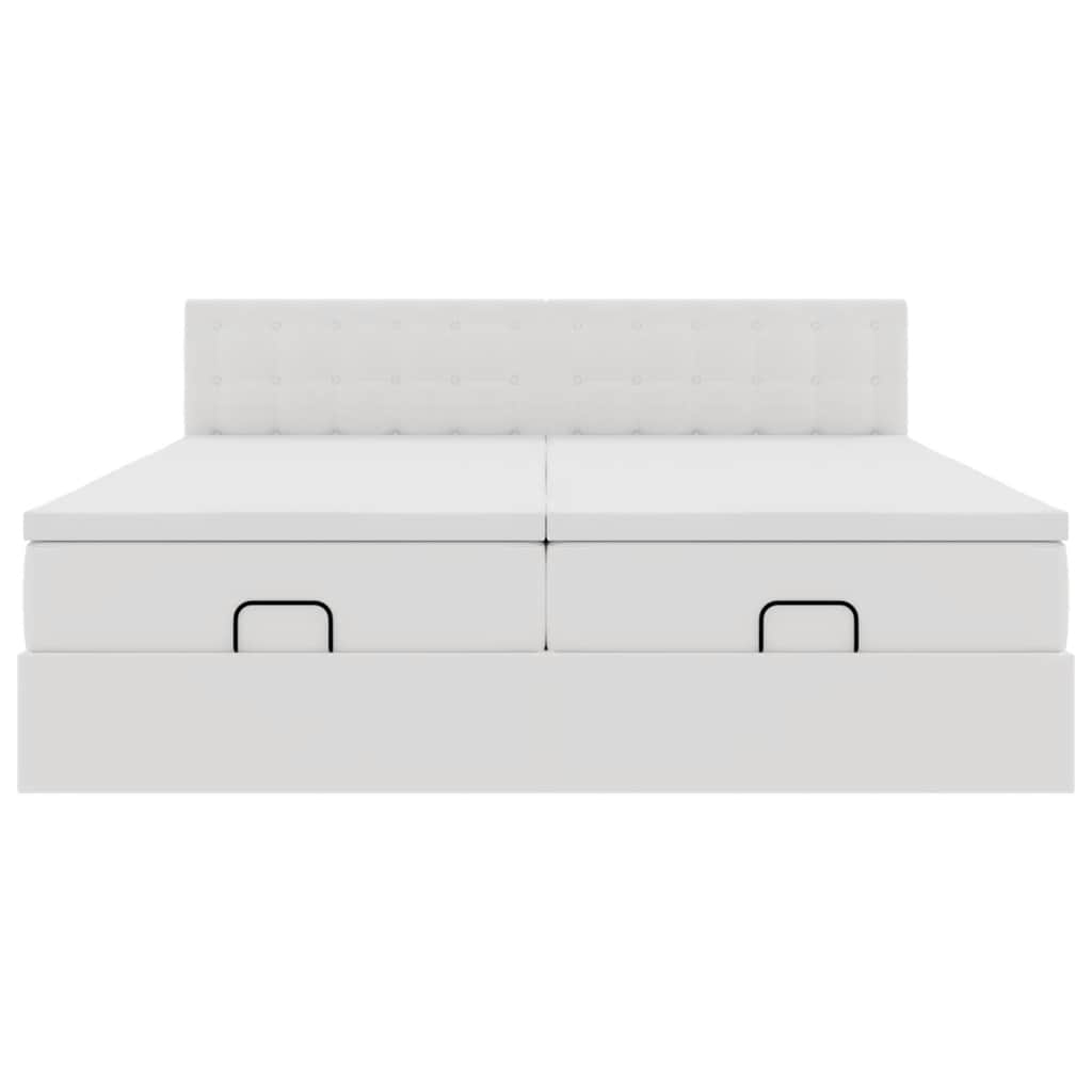 vidaXL Struttura Letto Pouf con Materassi Bianco 160x200 cm Similpelle