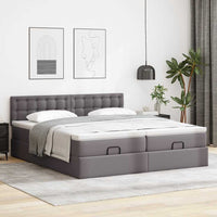 Struttura Letto Pouf con Materassi Grigio 180x200 cm Similpelle 3311959