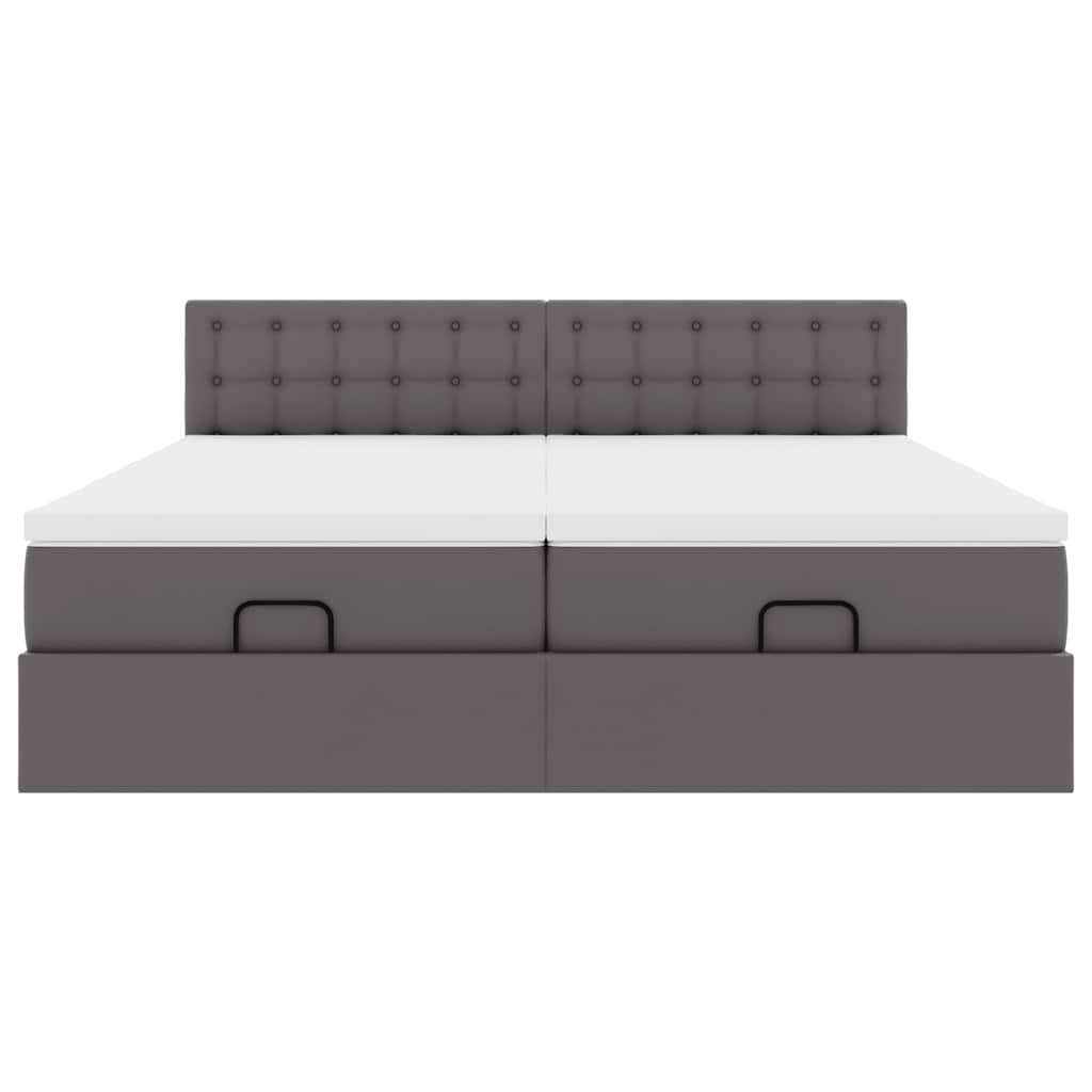 Struttura Letto Pouf con Materassi Grigio 180x200 cm Similpelle 3311959