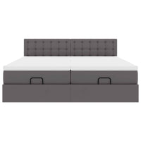 Struttura Letto Pouf con Materassi Grigio 180x200 cm Similpelle 3311959