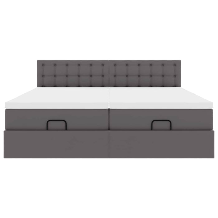 Struttura Letto Pouf con Materassi Grigio 180x200 cm Similpelle 3311959