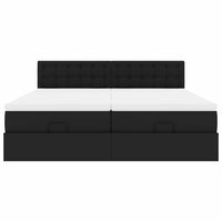 Struttura Letto Pouf con Materassi Nero 200x200 cm Similpelle 3311961