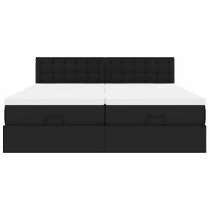 Struttura Letto Pouf con Materassi Nero 200x200 cm Similpelle 3311961