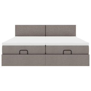 Struttura Letto Pouf con Materassi Tortora 160x200cm in Tessuto 3311970