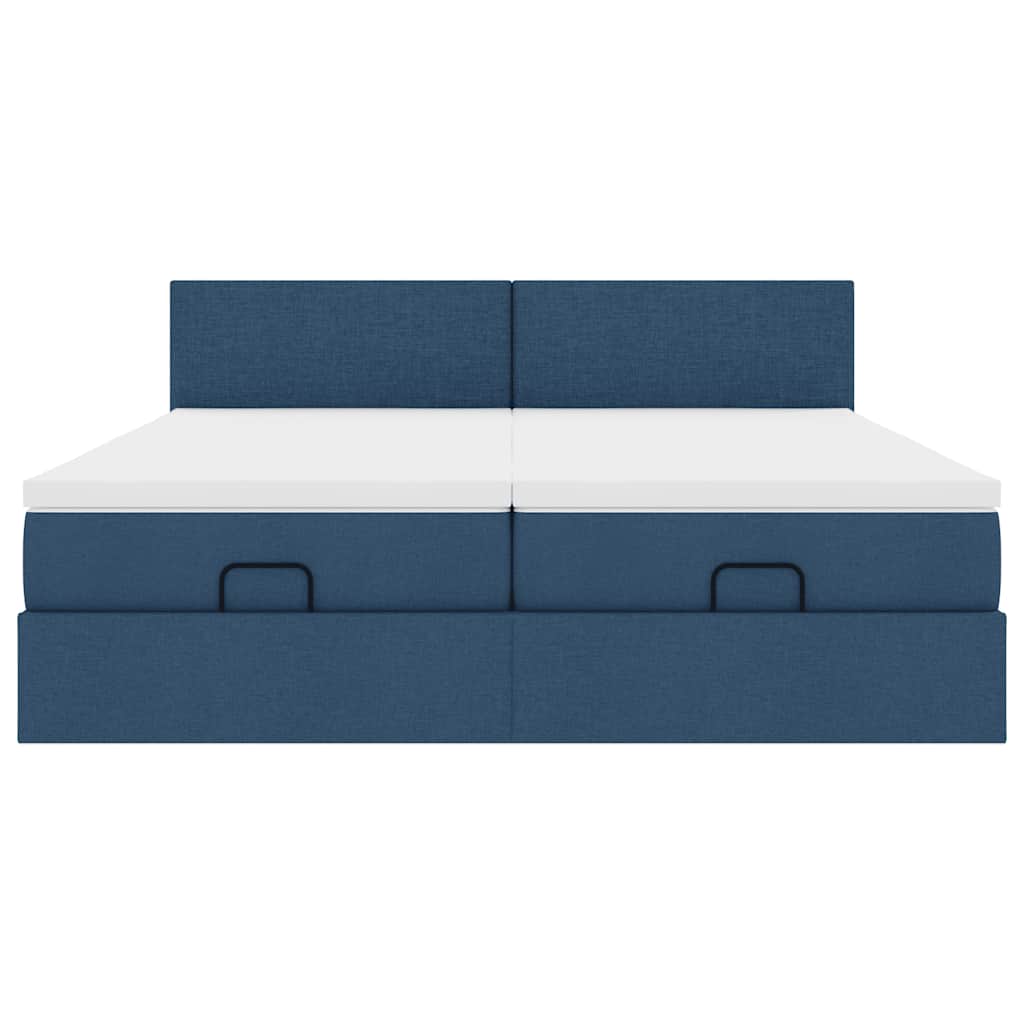 vidaXL Struttura Letto Pouf con Materassi Blu 160x200 cm in Tessuto