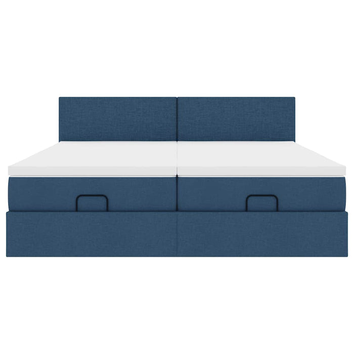 vidaXL Struttura Letto Pouf con Materassi Blu 160x200 cm in Tessuto