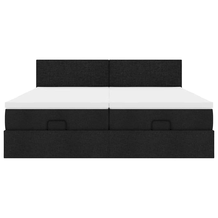 Struttura Letto Pouf con Materassi Nero 200x200 cm in Tessuto 3311982