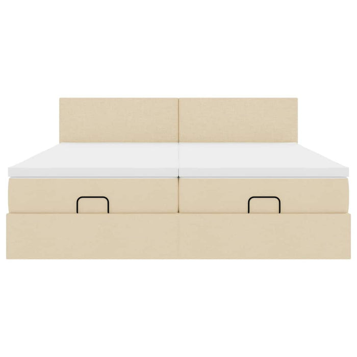 Struttura Letto Pouf con Materassi Crema 200x200 cm in Tessuto 3311985