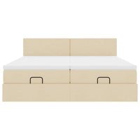 vidaXL Struttura Letto Pouf con Materassi Crema 200x200 cm in Tessuto