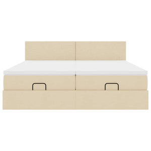 vidaXL Struttura Letto Pouf con Materassi Crema 200x200 cm in Tessuto