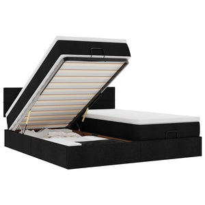 vidaXL Struttura Letto Pouf con Materassi Nero 200x200 cm in Tessuto