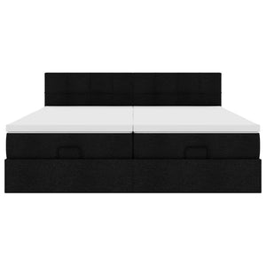 vidaXL Struttura Letto Pouf con Materassi Nero 200x200 cm in Tessuto
