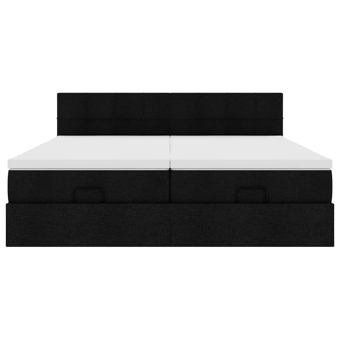 Struttura Letto Pouf con Materassi Nero 200x200 cm in Tessuto 3312003