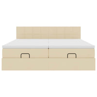 Struttura Letto Pouf con Materassi Crema 200x200 cm in Tessuto 3312006