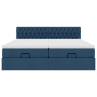 vidaXL Struttura Letto Pouf con Materassi Blu 160x200 cm in Tessuto