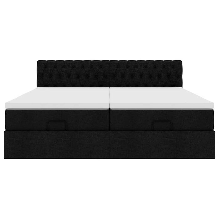 Struttura Letto Pouf con Materassi Nero 200x200 cm in Tessuto 3312024