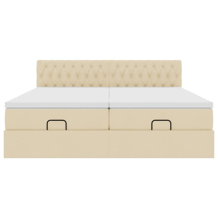 Struttura Letto Pouf con Materassi Crema 200x200 cm in Tessuto 3312027